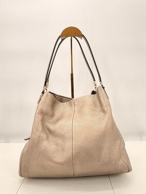 COACH Madison Phoebe Pebbled Leather Hobo Metallic Gray Shoulder Bag Large
